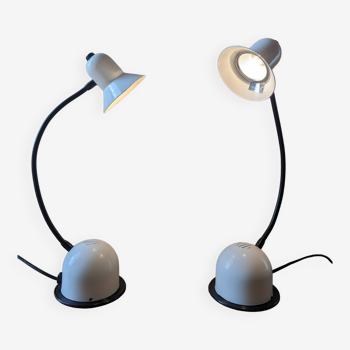 Paire de lampes de chevet Stilplast flexibles et orientables - design italien années 80
