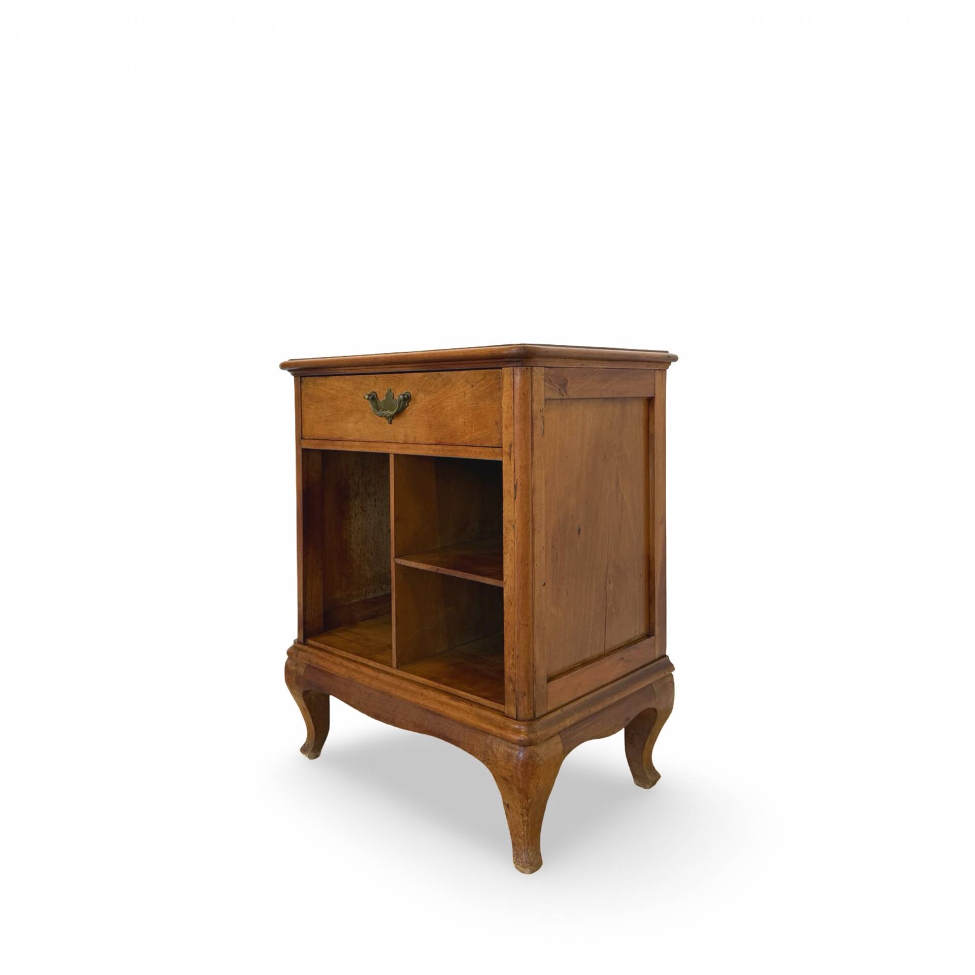 Antique Italian bedside table in solid walnut, 1920s/1930s