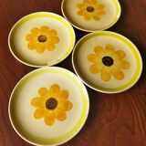 4 Gien “Soleil” dessert plates