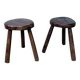 Pair of tripod stools in oak