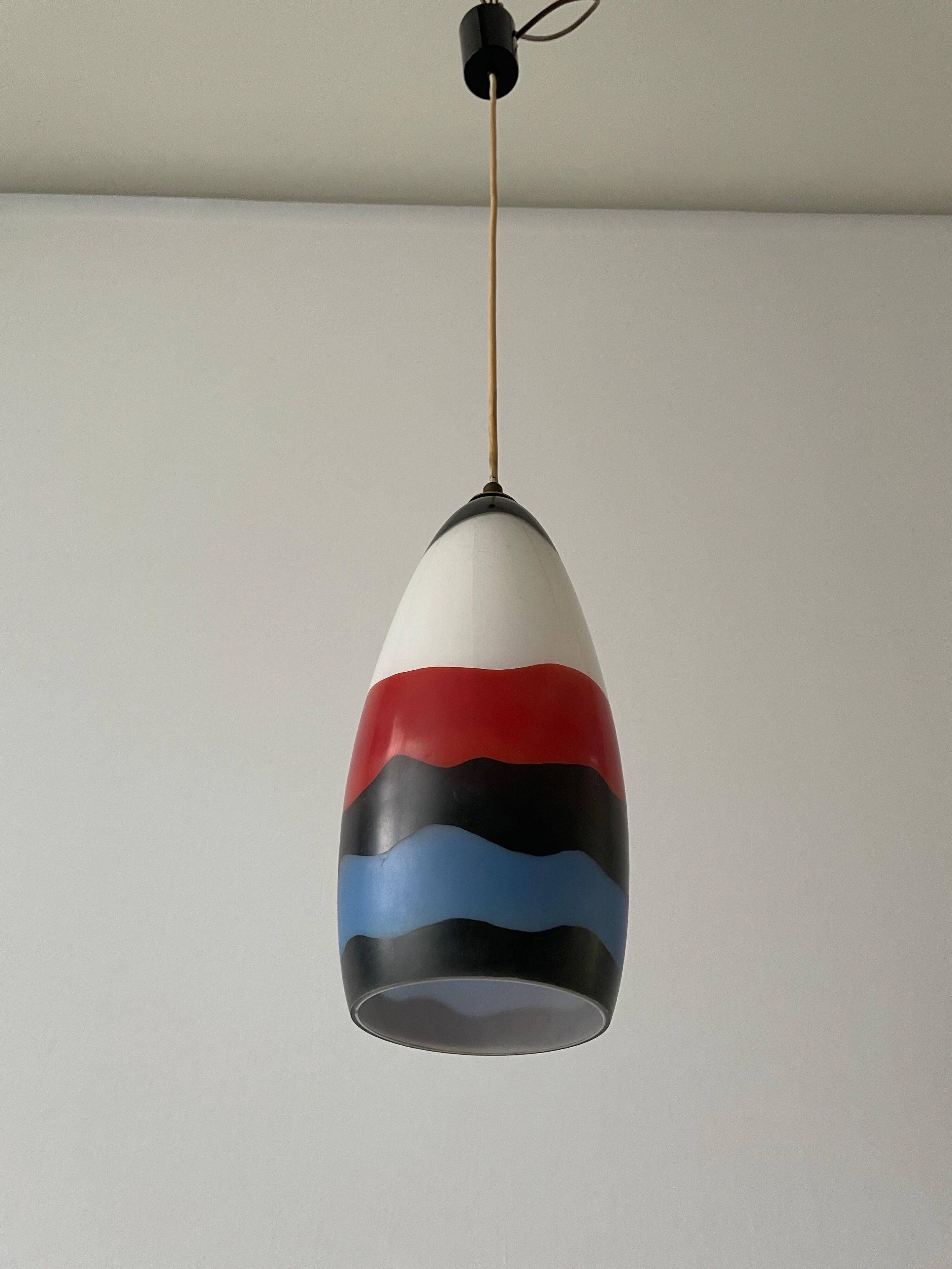Mid-century coloured glass pendant lamp, 1960, Italy
