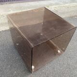 Cube chevet bout de canapé table Roche Bobois plexiglas fumé Michel Dumas