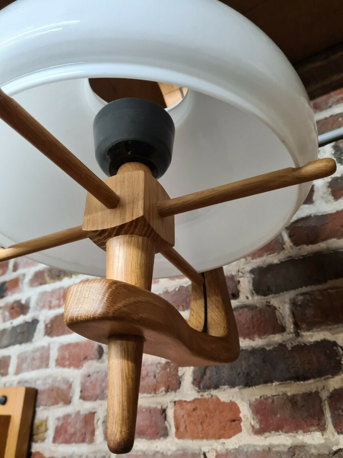 Vintage pendant lamp with opaline "your home" by Guillerme & Chambron