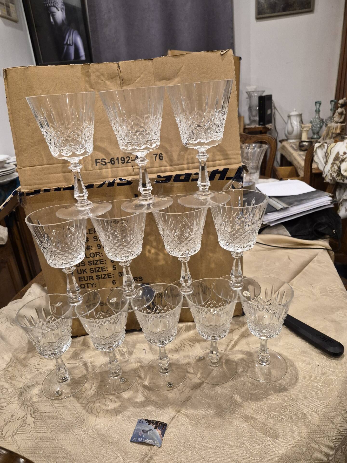 Lot de 12 verres à eau en cristal Val Saint-Lambert