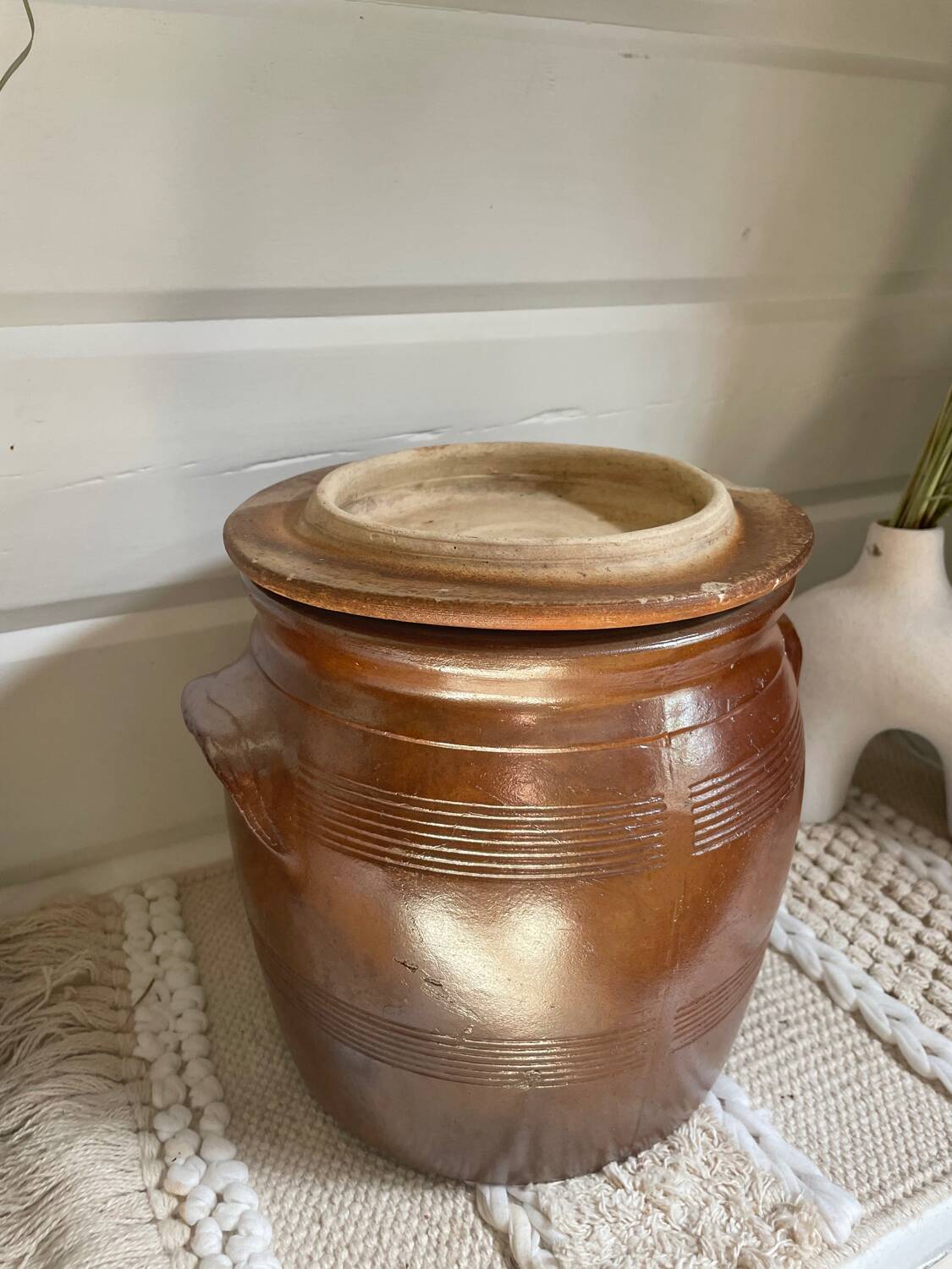 Old stoneware salt cellar