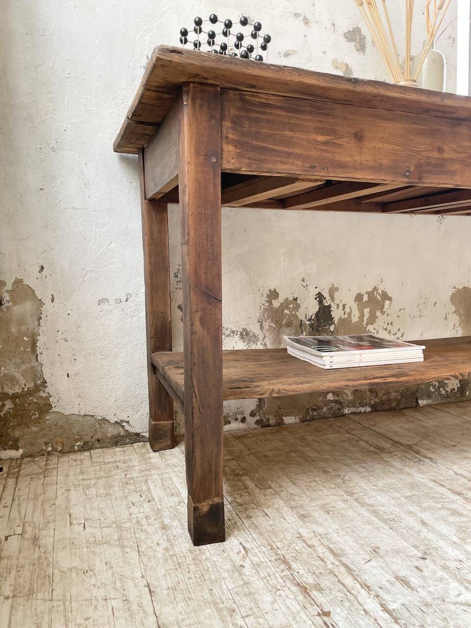 Drapery console table in pine