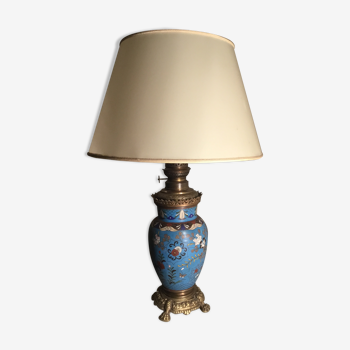 Lampe en émail cloisonné japonisant à fleurs