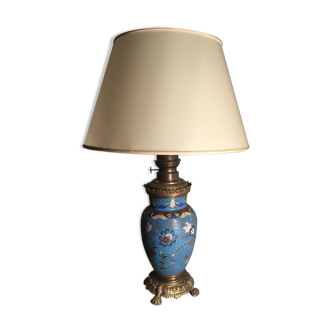Lampe en émail cloisonné japonisant à fleurs