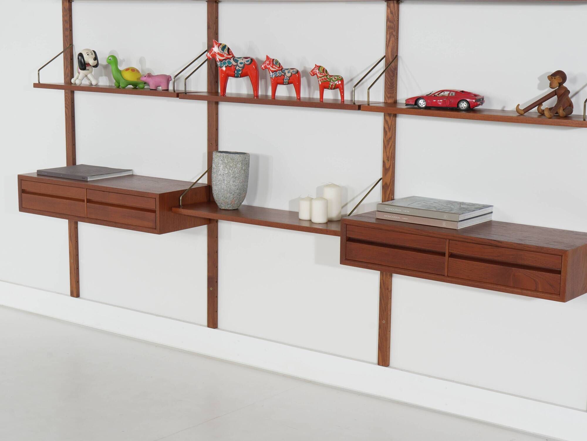 Cado modular shelving, teak veneer, Danish design, 1960s