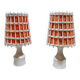 Lampes de chevet ou de table blanches et orange, années 1960