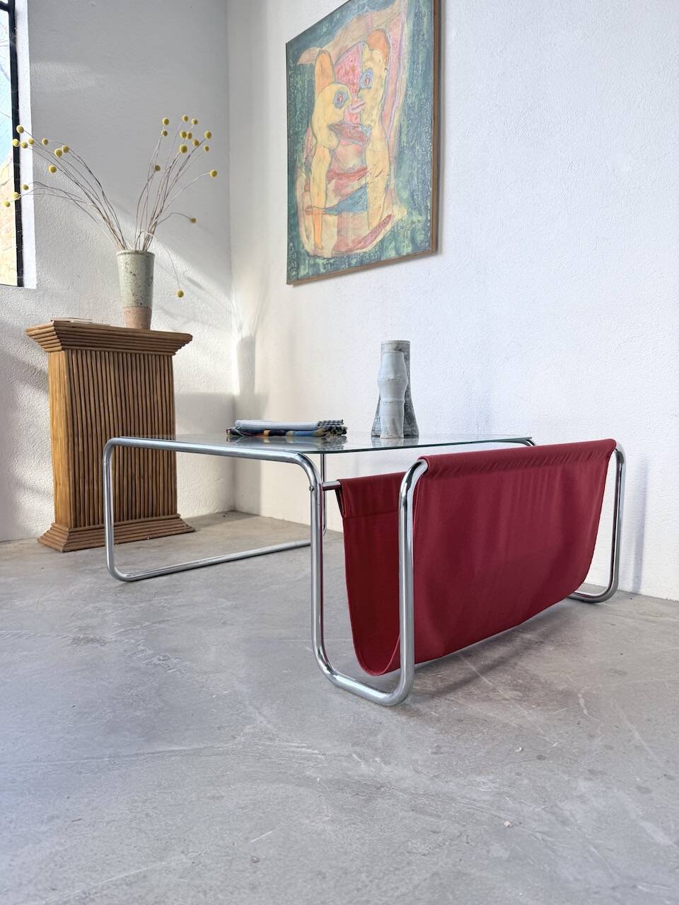 Table basse moderniste Bauhaus en acier tubulaire