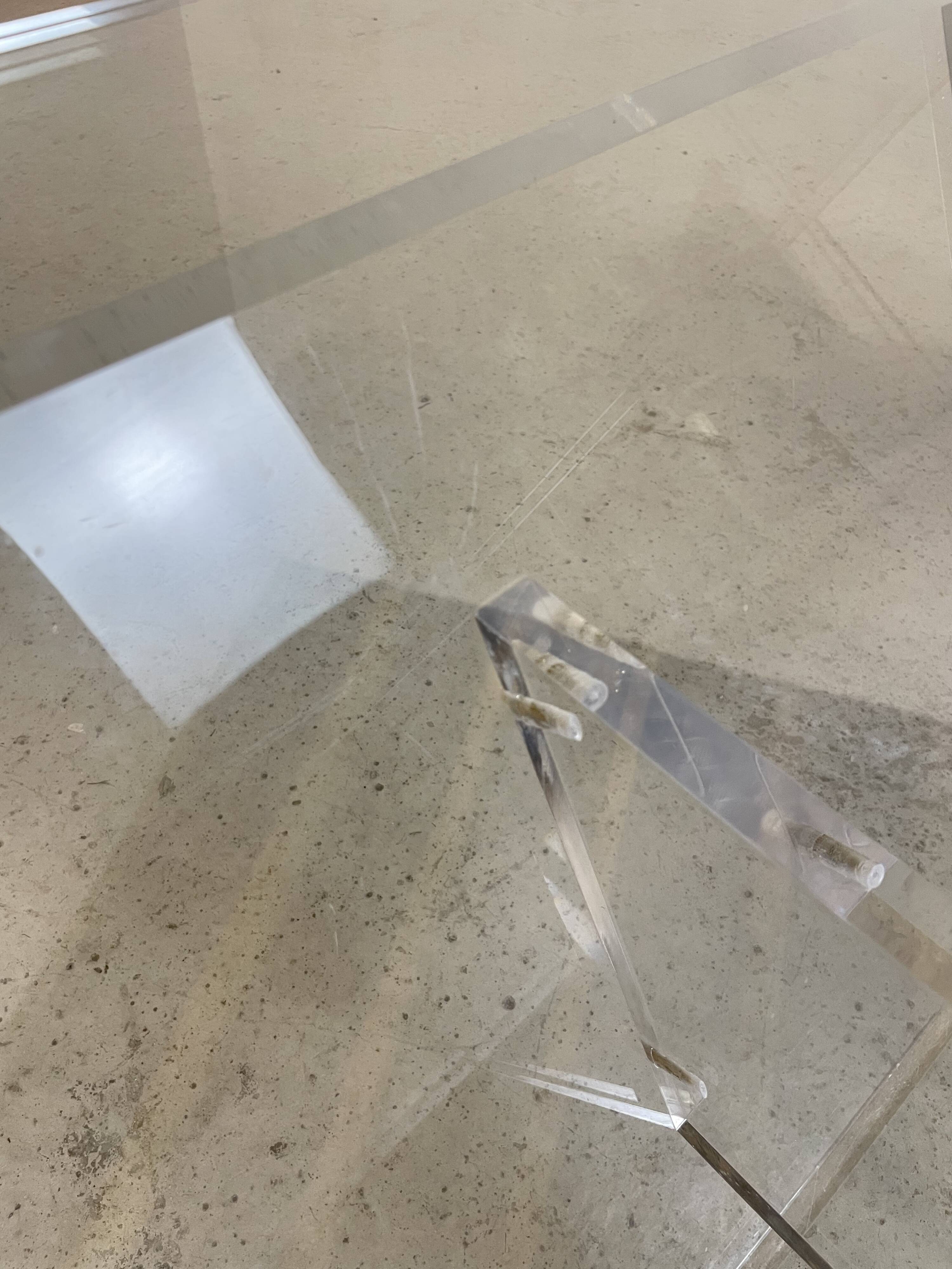 1970s plexiglass coffee table