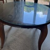 Solid chestnut table, diameter 120 cm with an extension of 50 cm - rené trotel