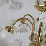 Lustre en céramique, laiton et verre de Murano des années 1970