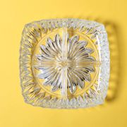 Mid-century Divided Serving Plate / Clear Appetizer Tray / Italy / 1970s