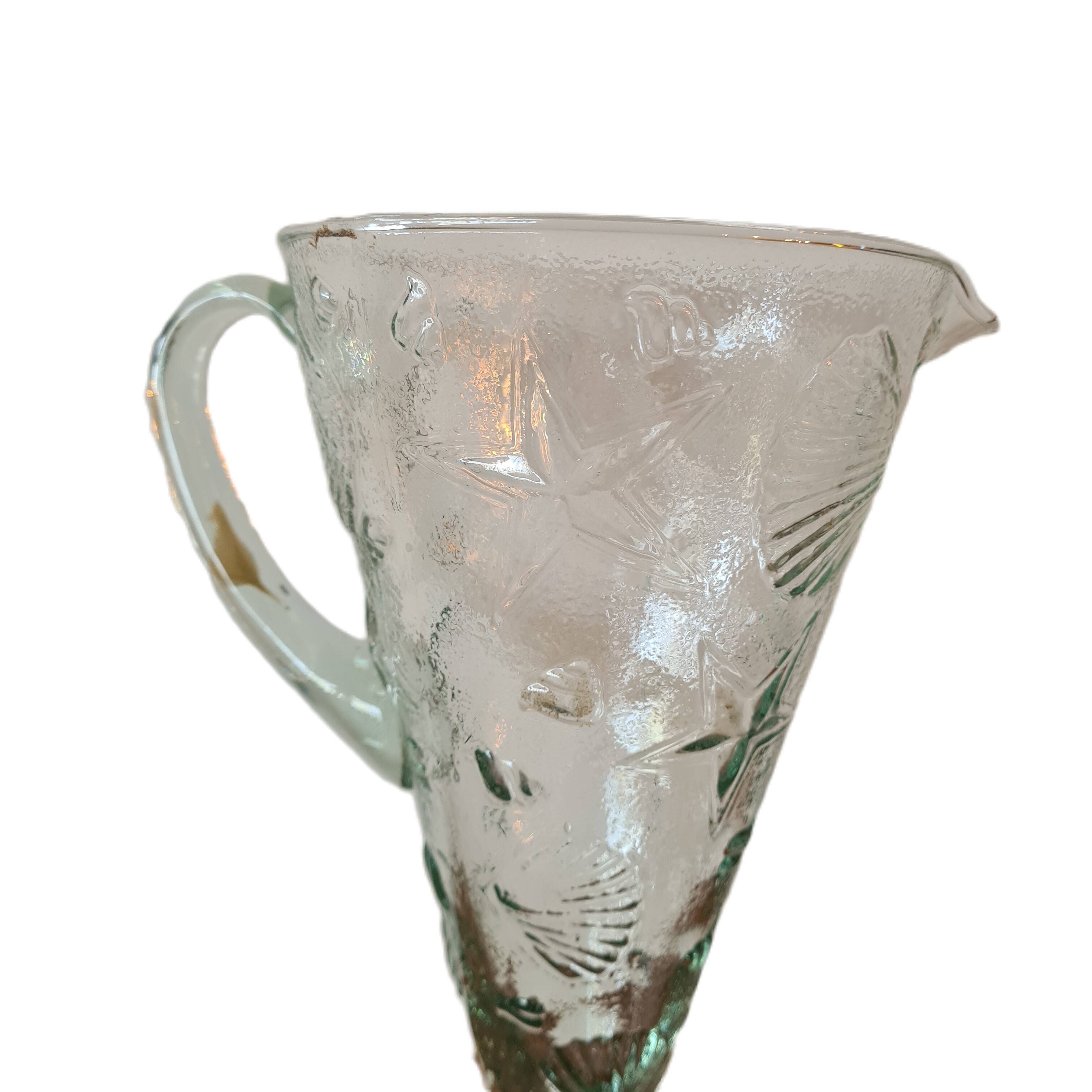Spanish glass jug with shells and starfish, 2nd half of the 20th century