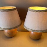 Set of 2 solid wood bedside lamps