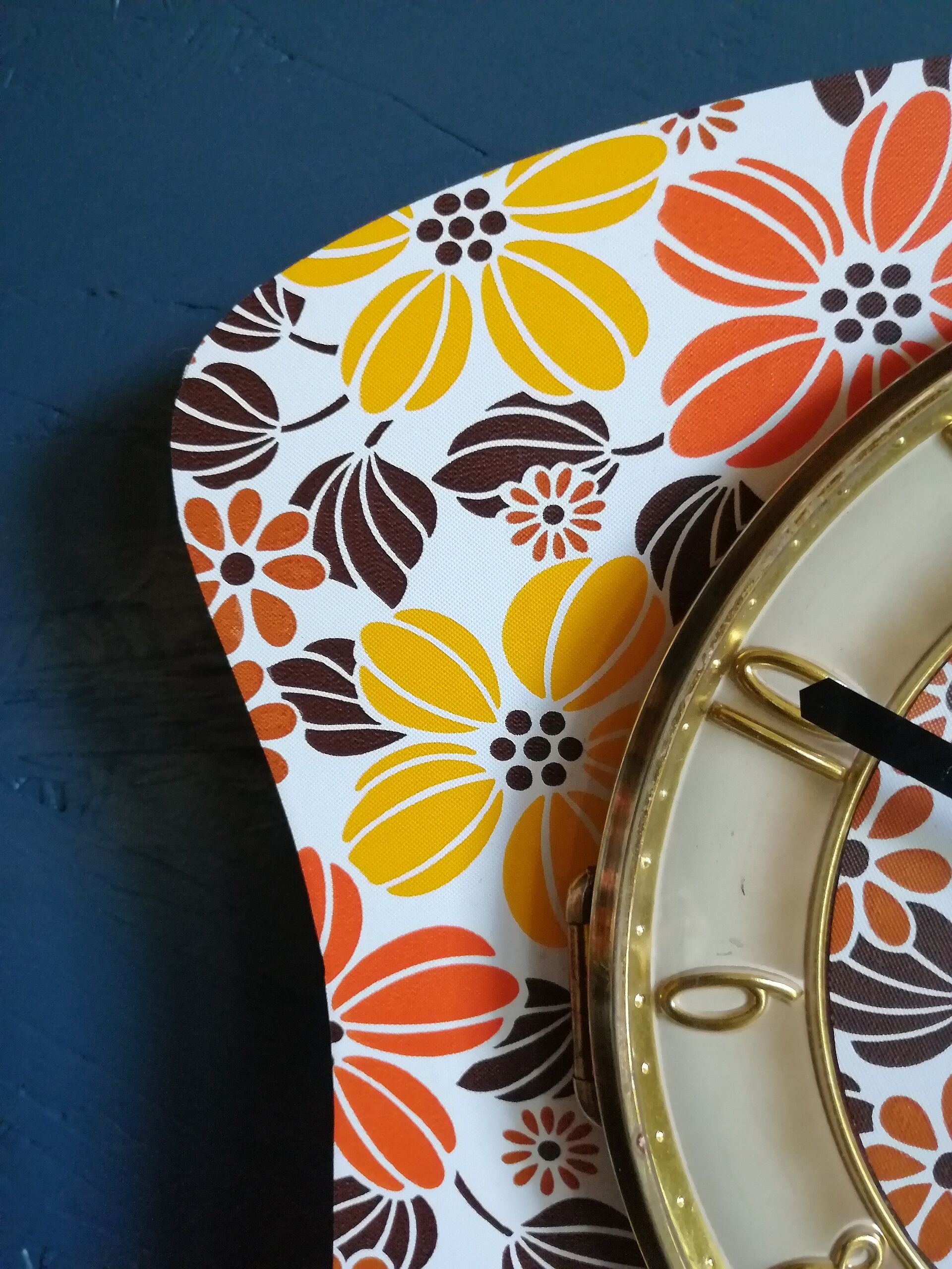 Vintage clock silent wall pendulum "Flowers"