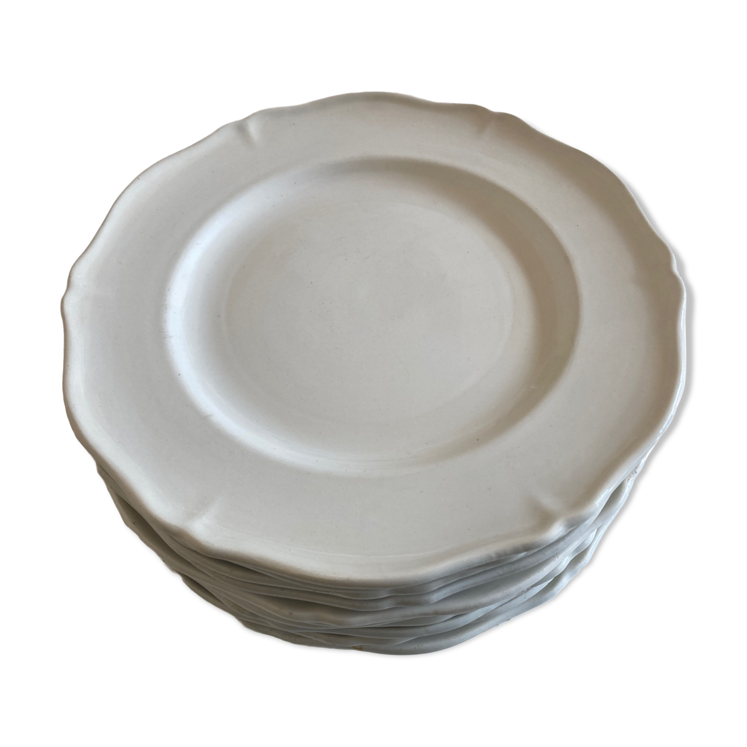 Set 10 plates with godrons in English iron earth 1950