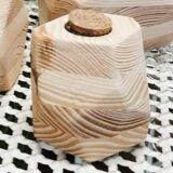 Soliflore en bois massif avec fiole en verre