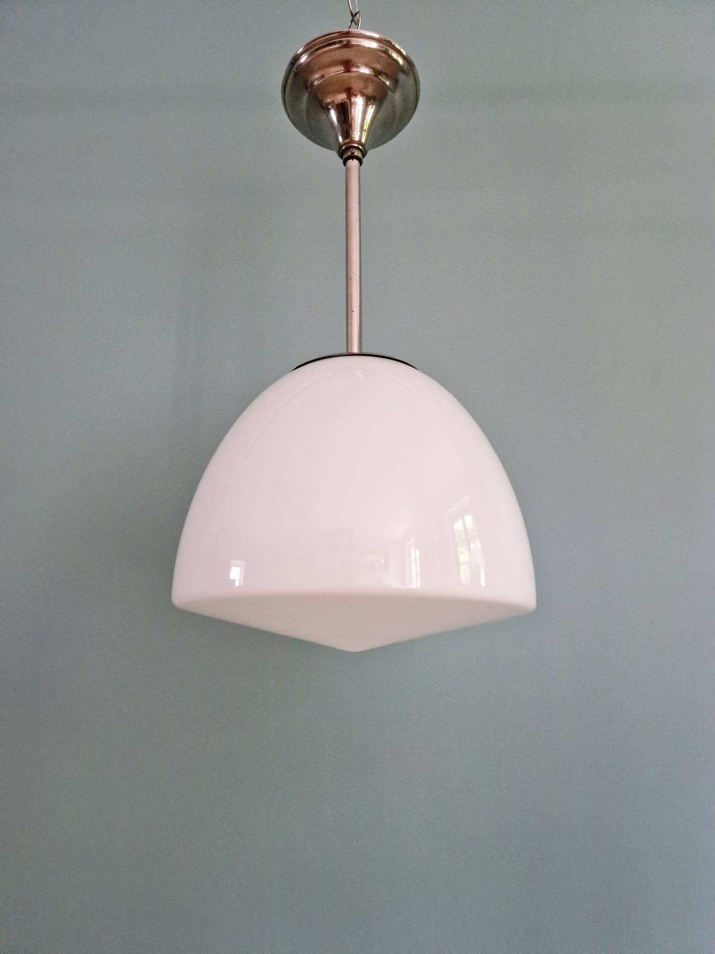 Bauhaus suspension by Philips in white opaline, 1930s.