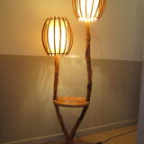 Floor lamp rattan 2 bulbs