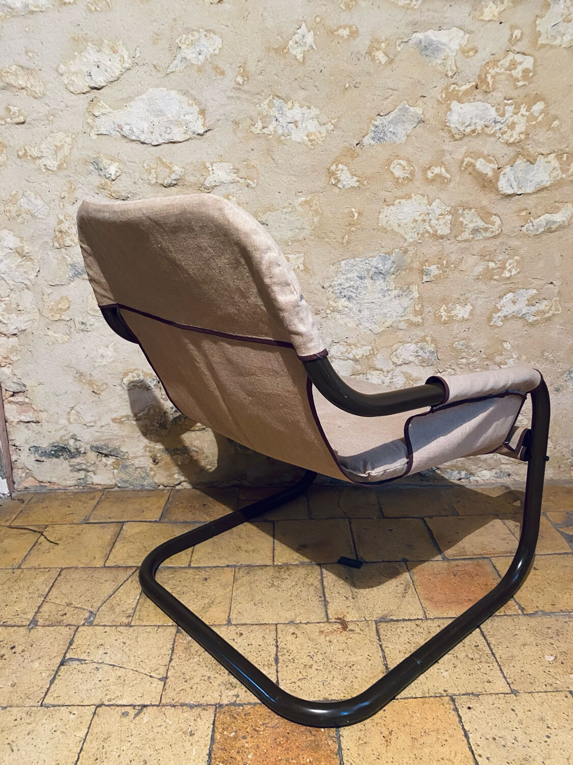 Fauteuil Ikea vintage en lin et métal