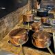 Suite de 5 casseroles en cuivre