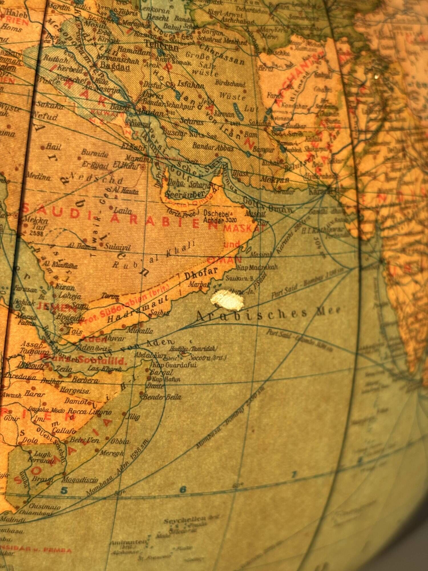 Vintage 1960 terrestrial globe JRO Verlag world map German - 35 cm