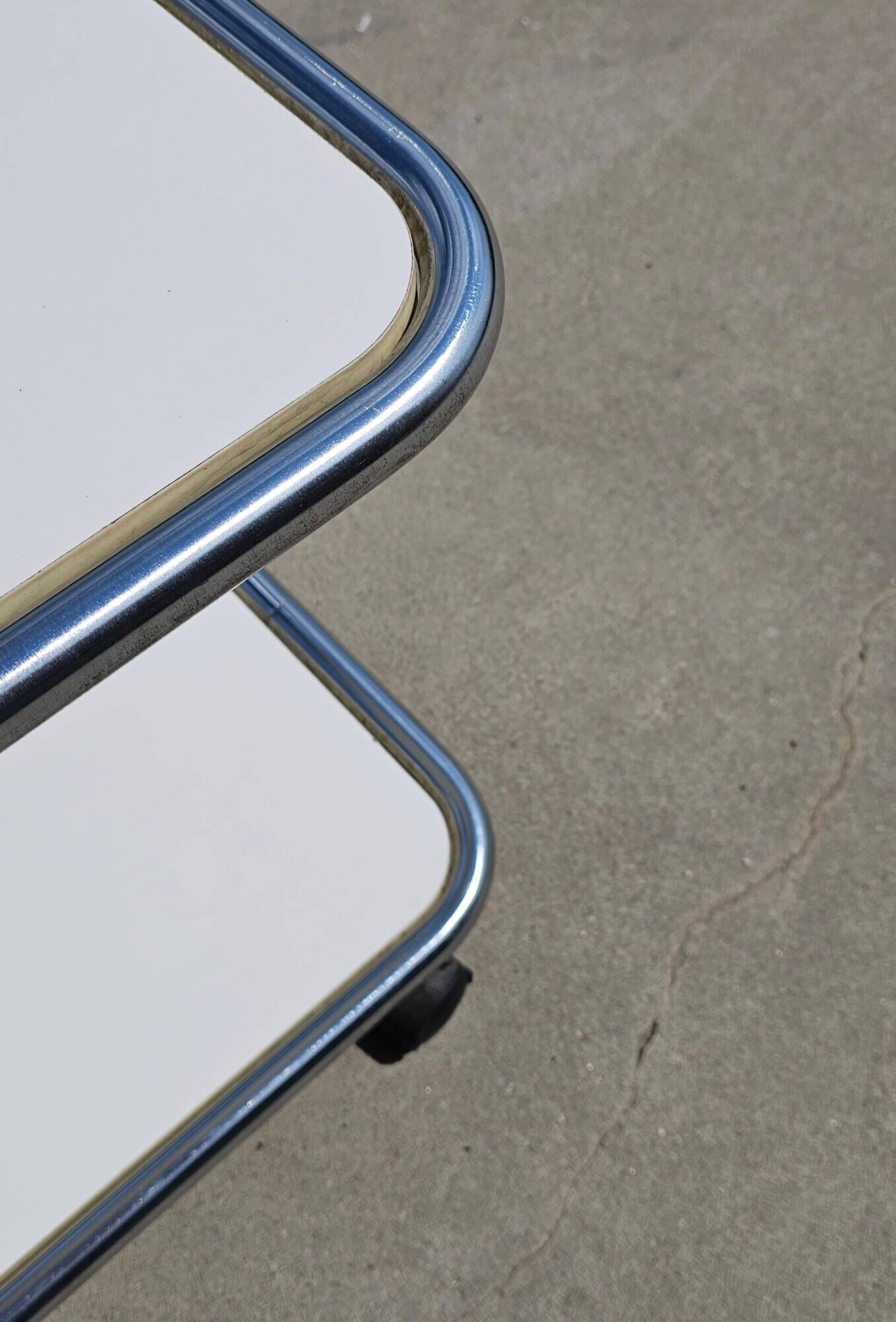 Tubular side table with 2 levels in Bauhaus style, tubular steel, 1970s.