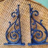 Pair of blue wrought iron shelf brackets