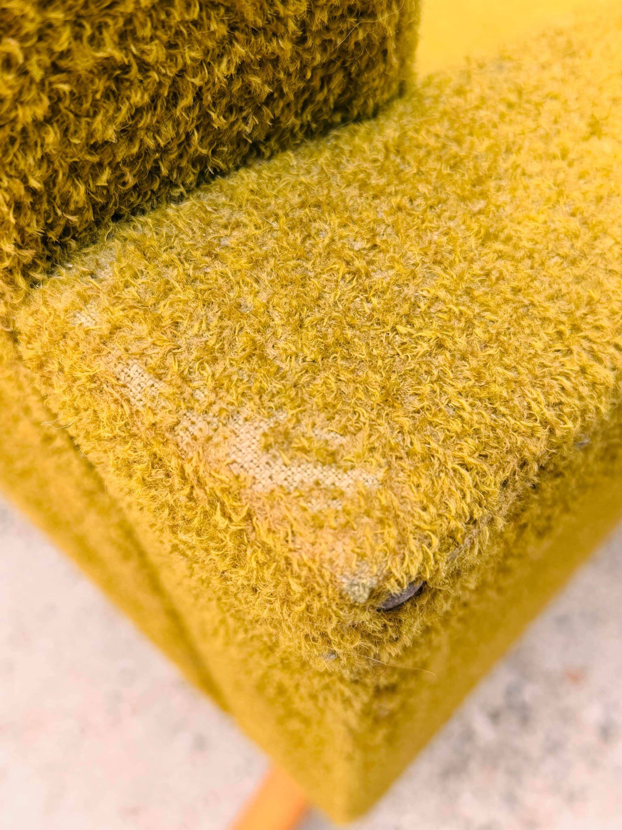 Vintage 60s armchair in cumin yellow terry fabric