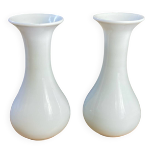Paire de vases en opaline - blanche