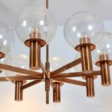 Lustre en cuivre et verre soufflé à la main par Ott International