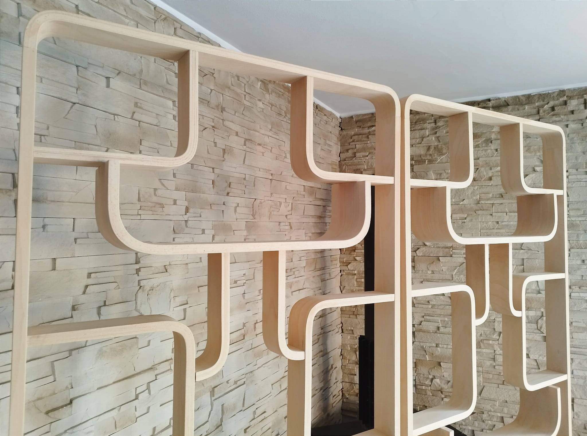 Mid-Century Czech Wall or Room Divider by Ludvik Volak for Drevopodnik Holesov, 1960s, Set of 2