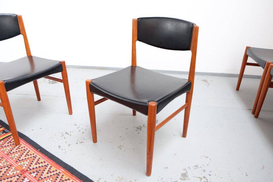 Mid Century Teak Jalk Glostrup Chairs 1960s Retro Vintage (6 pcs)