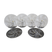 6 oyster plates and its 6 embossed glass forks, 1970s