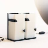 Pair of modernist metal wall lights with perspex diffuser, 1950s/1960s