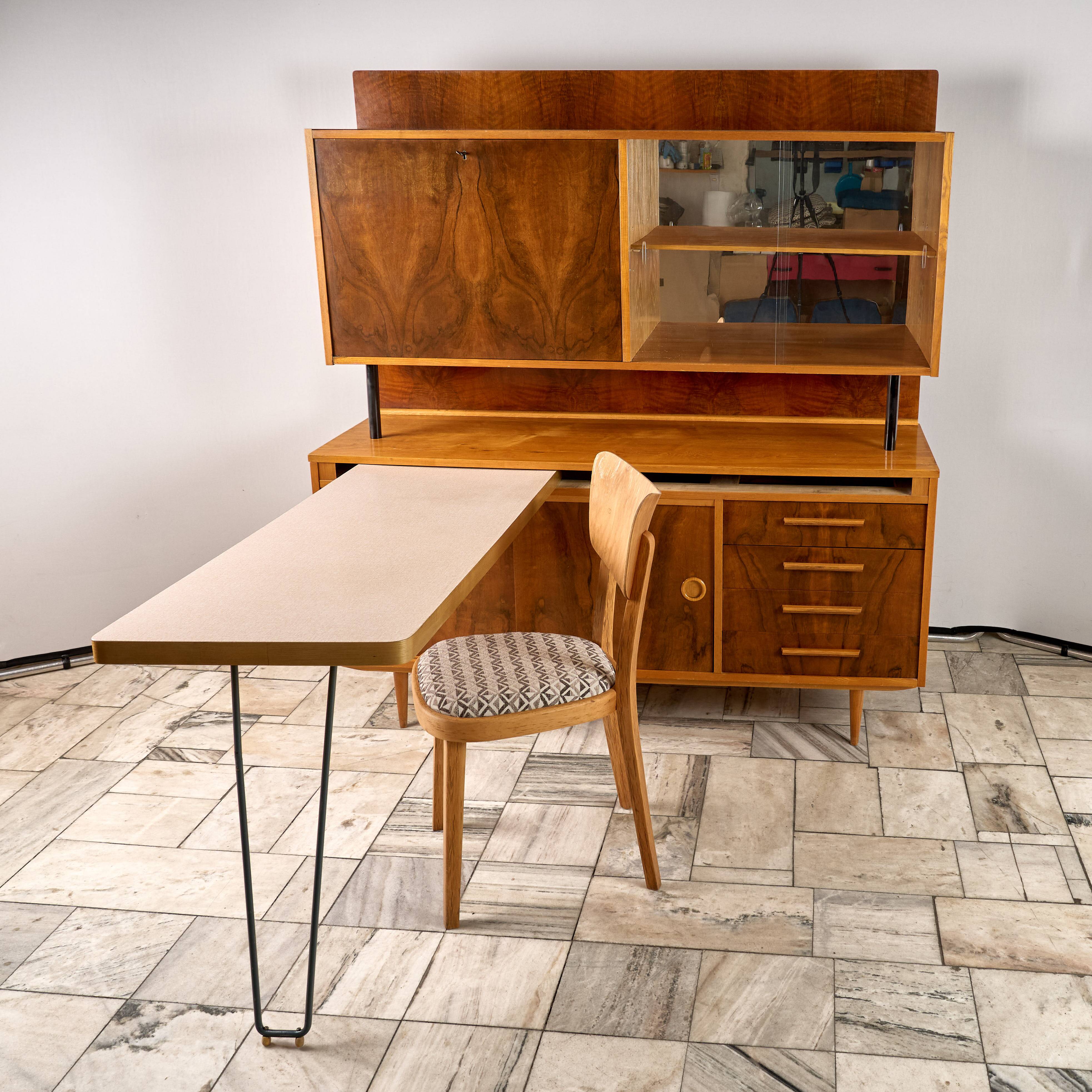 Vintage Credenza with pull-out table, 1960s, Czechoslovakia