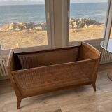 Baby cot in oak and caework