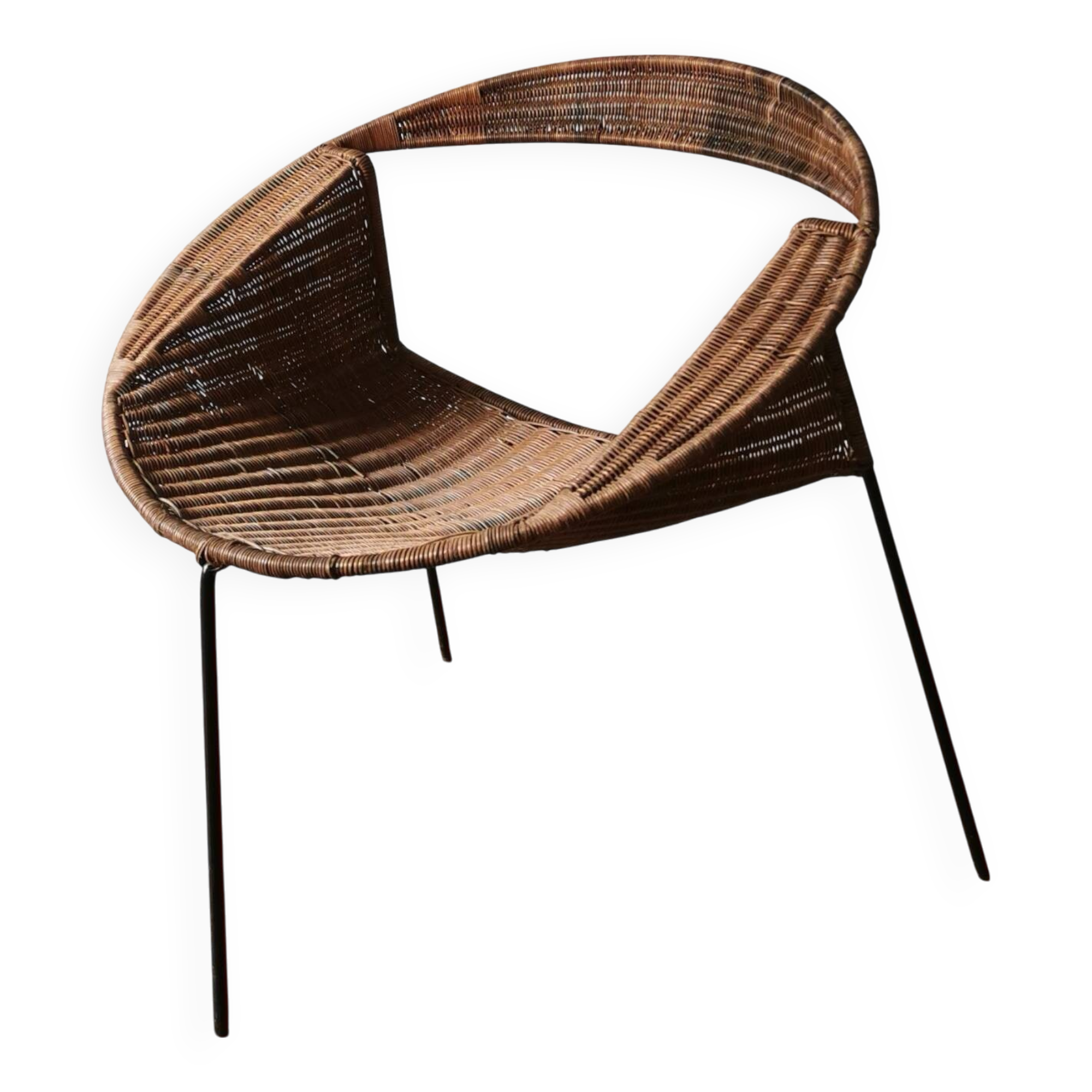 Rush rattan armchair, design by Maurizio Tempestini for Rima, 1960.