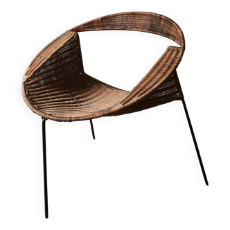 Fauteuil rotin modèle Rush, design Maurizio Tempestini pour Rima, 1960