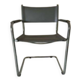 Chaise tubulaire grise du milieu du siècle, années 1960