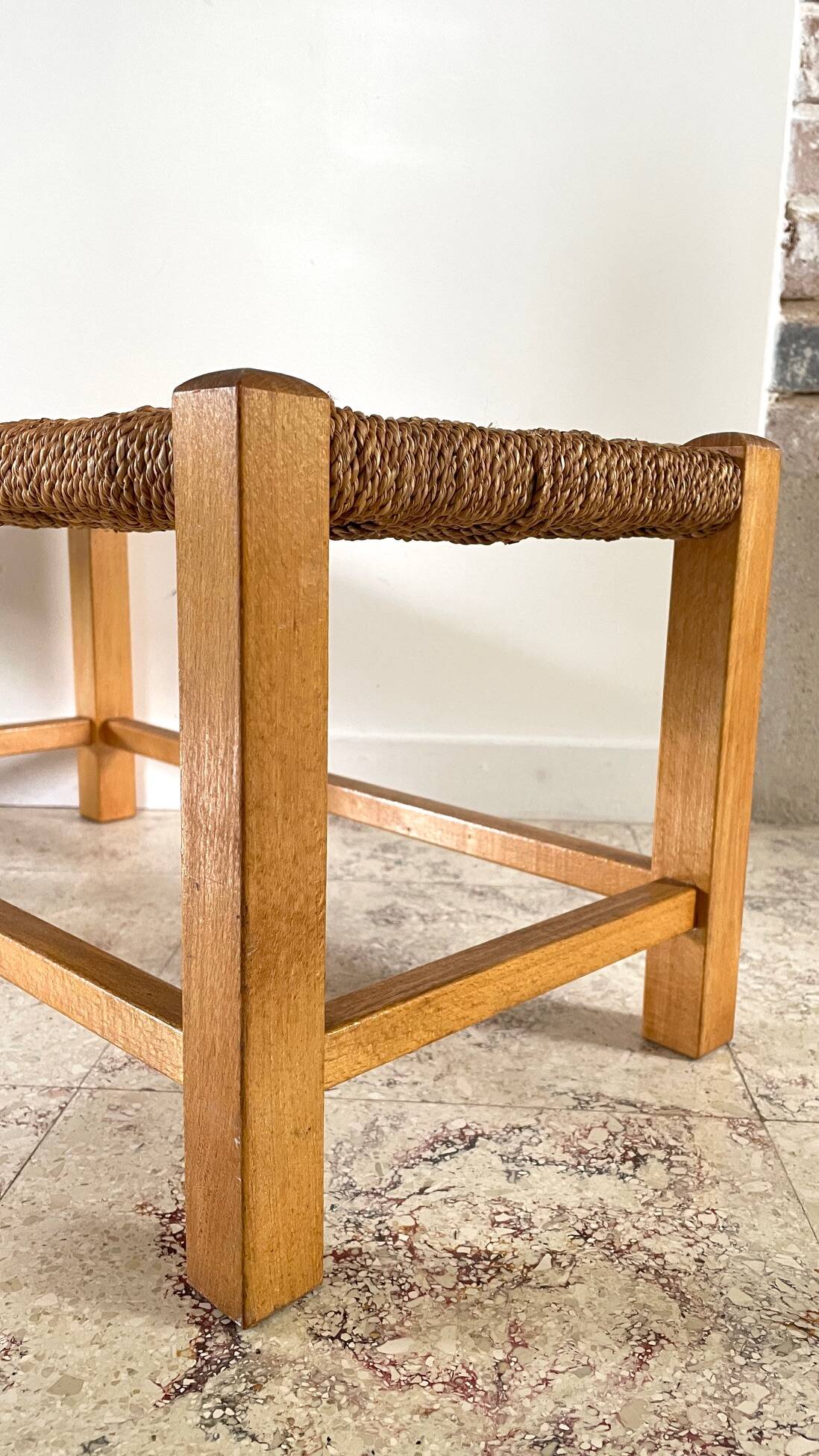 Stool bench wood and rope vintage bohemian spirit