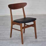 1960s, set of 4 Danish dining chairs by Farstrup, bent teak wood, reupholstered.
