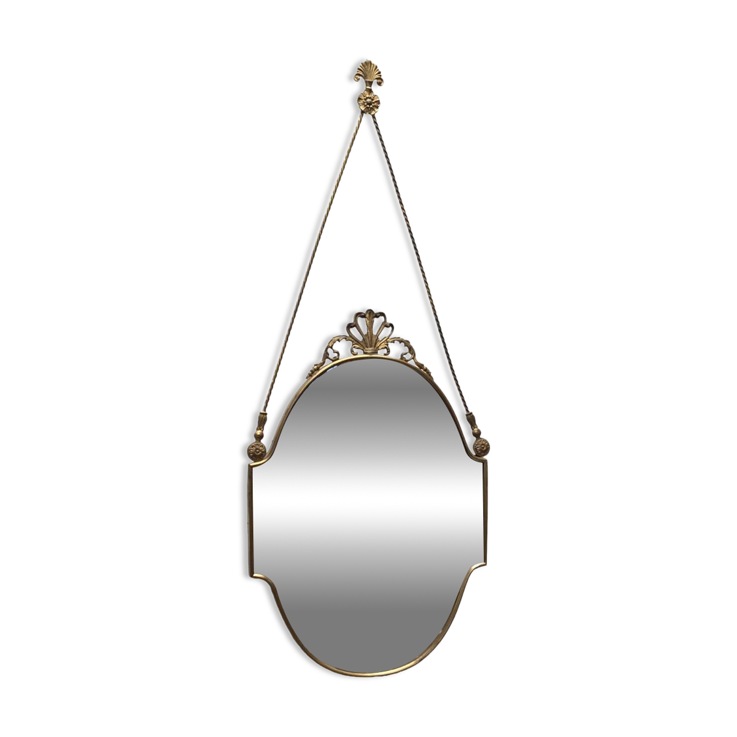 Italian Vintage Brass Mirror, 1950s