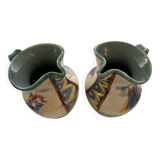 Pair of majolica jugs – perugia italy – 1960s