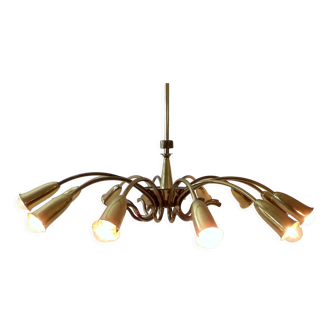 Brass chandelier italy circa 1950 attr. oscar torlasco