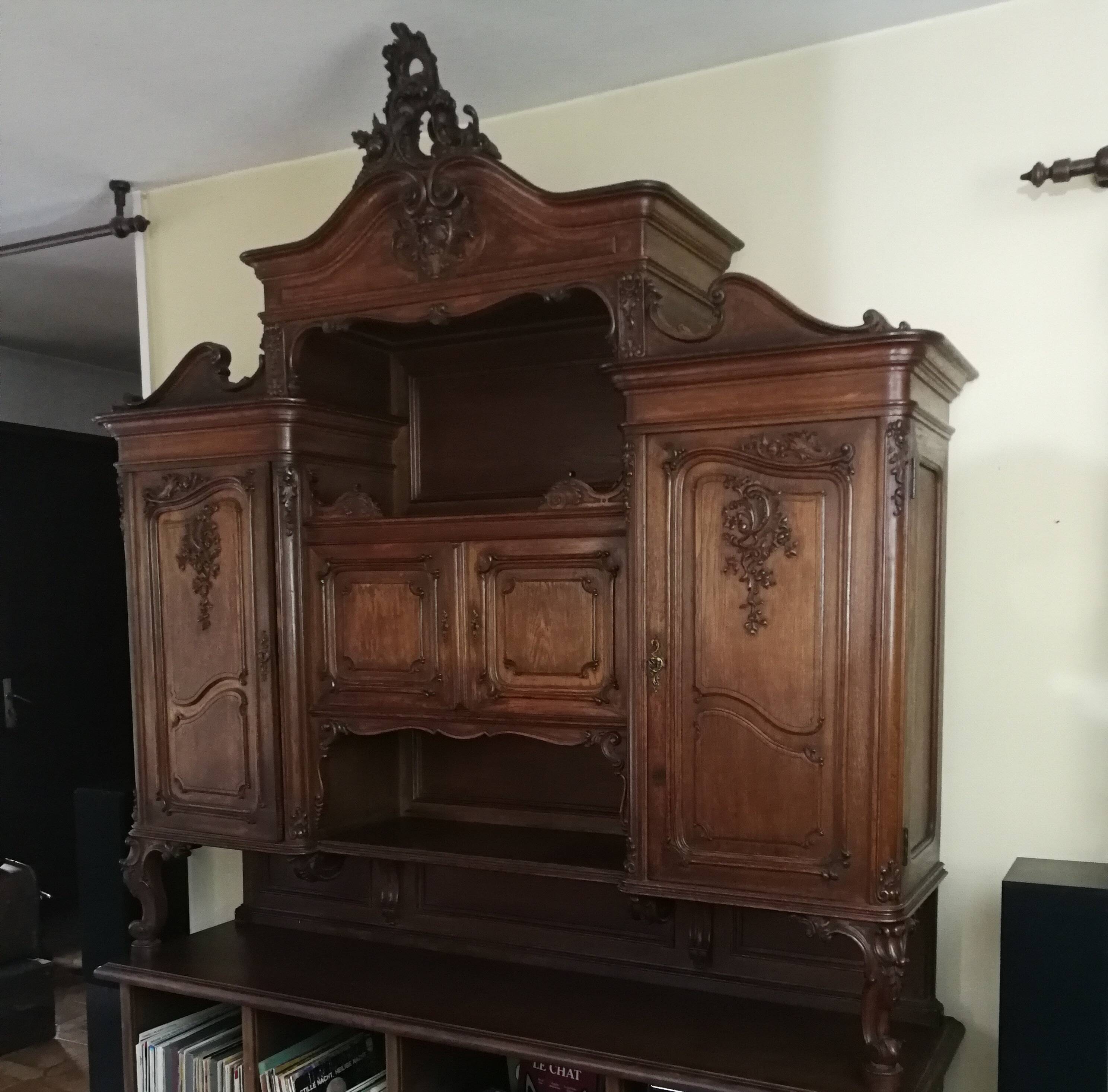 Upper part of an antique 19th-century dresser, Louis XV style.