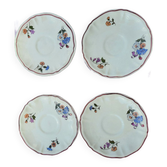 Set of 4 16 cm plates Model Agreste manufacture Sarreguemines 2 of a more recent manufacture see the stamped on the back 4 drawings